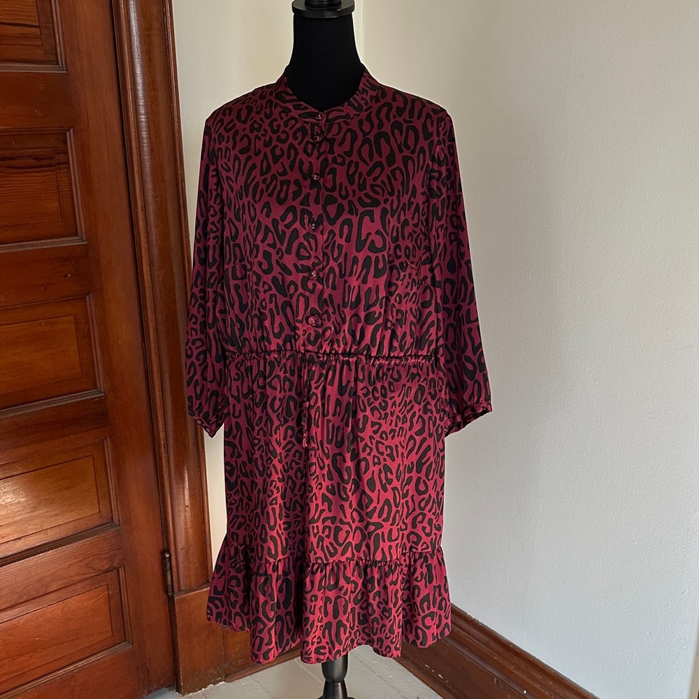 Rebecca Minkoff Red and Black Leopard Print Dress